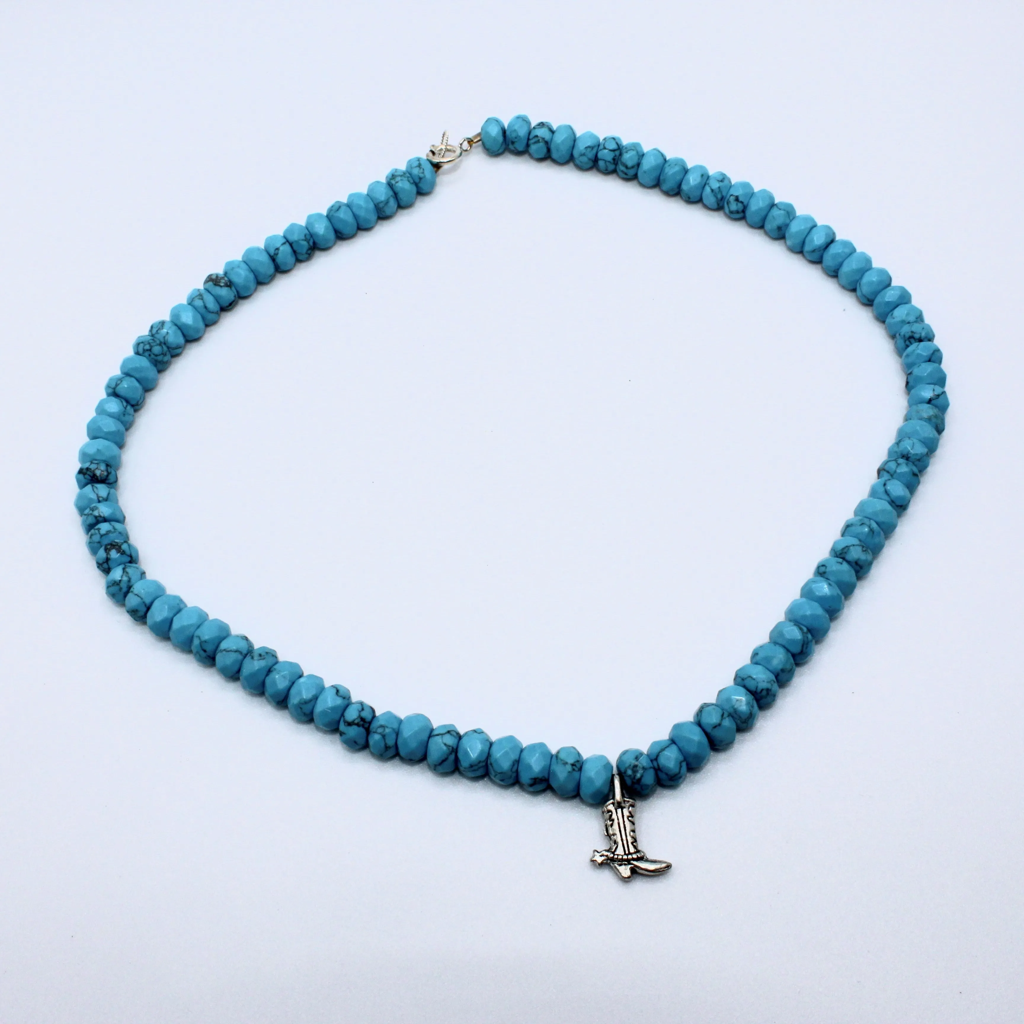 Southern James Necklace with Boot Charm -Turquoise