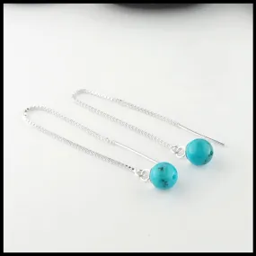 Turquoise Bead Threader Earrings