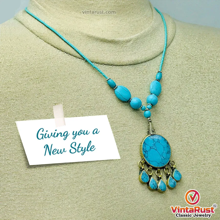 Turquoise Beaded Boho Necklace