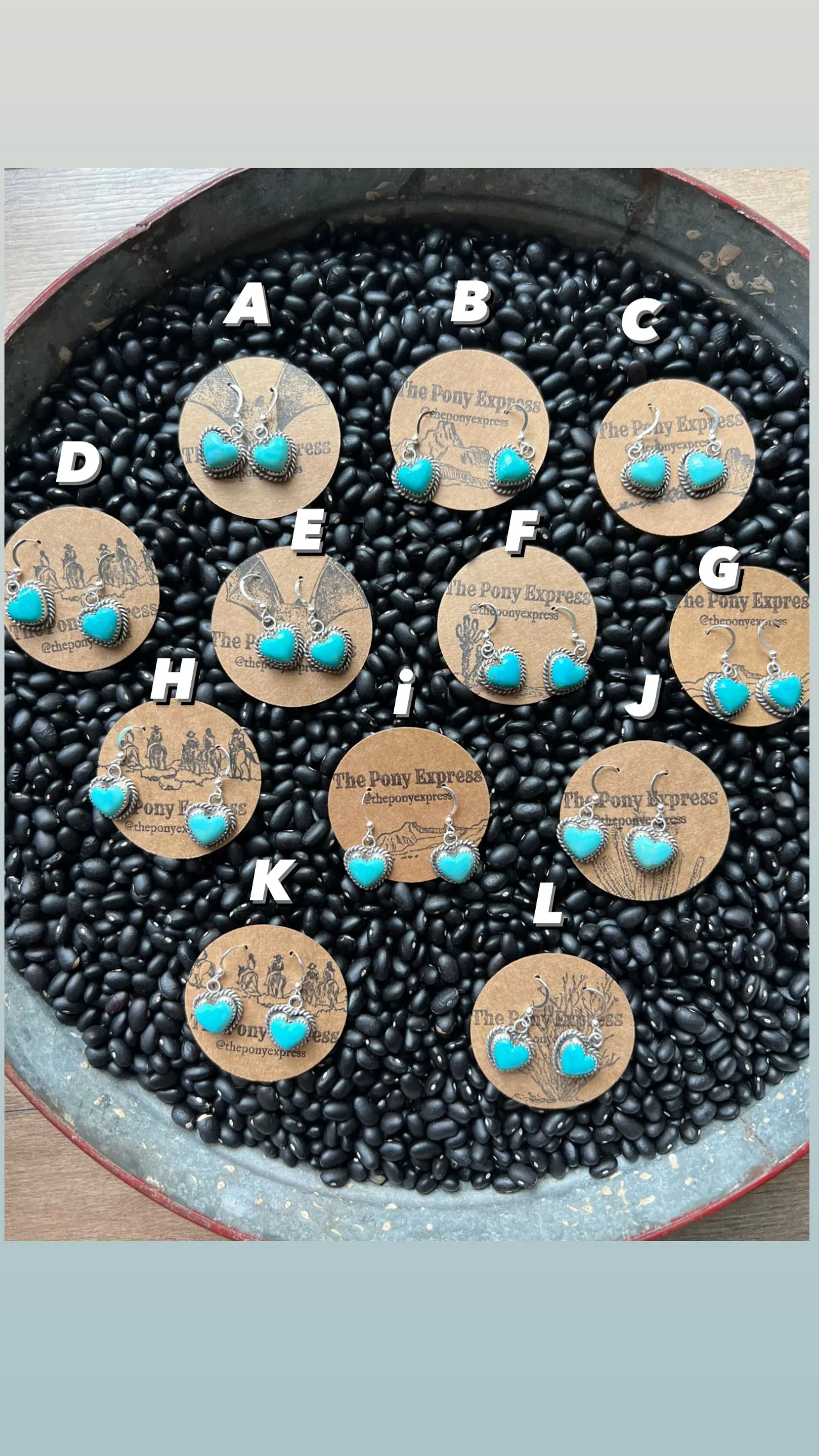 Turquoise Heart Dangle  Earrings