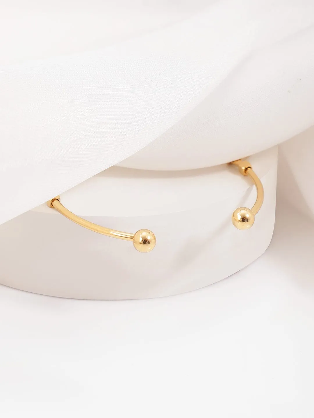 Women Cubic Zirconia Handcrafted Gold-Plated Cuff Bracelet