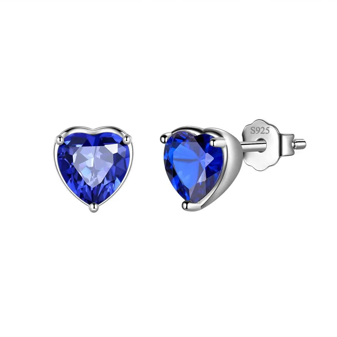 Women Hearts Studs Earring Birthstone Girls Jewelry Birthday Gift 925 Sterling Silver